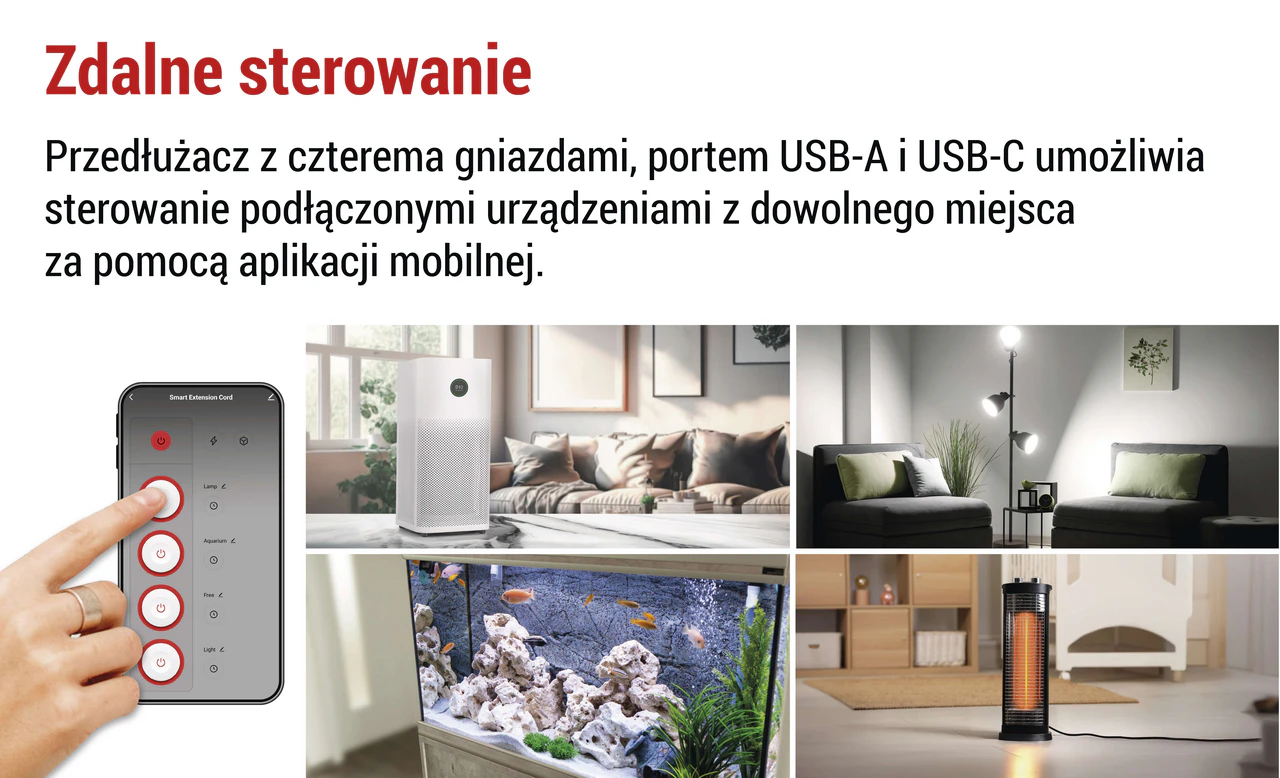 Cztery gniazda z niezależnym sterowaniem Wi-Fi