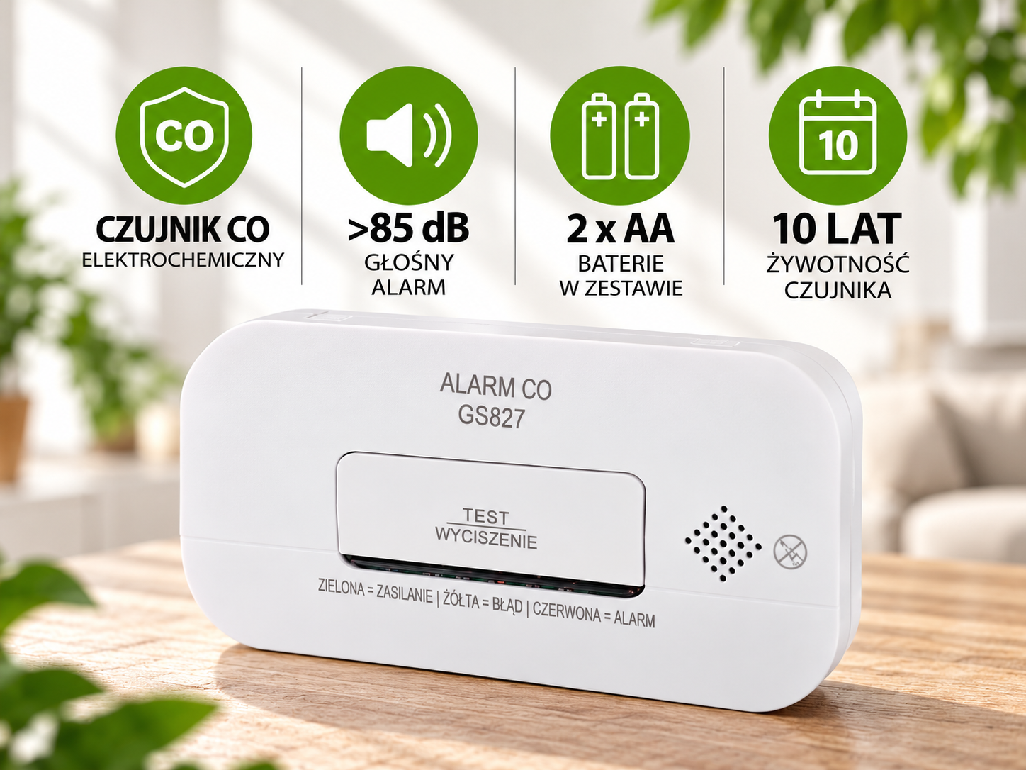 Czujnik czadu EMOS GS827 PL elektrochemiczny 85 dB 10 lat
