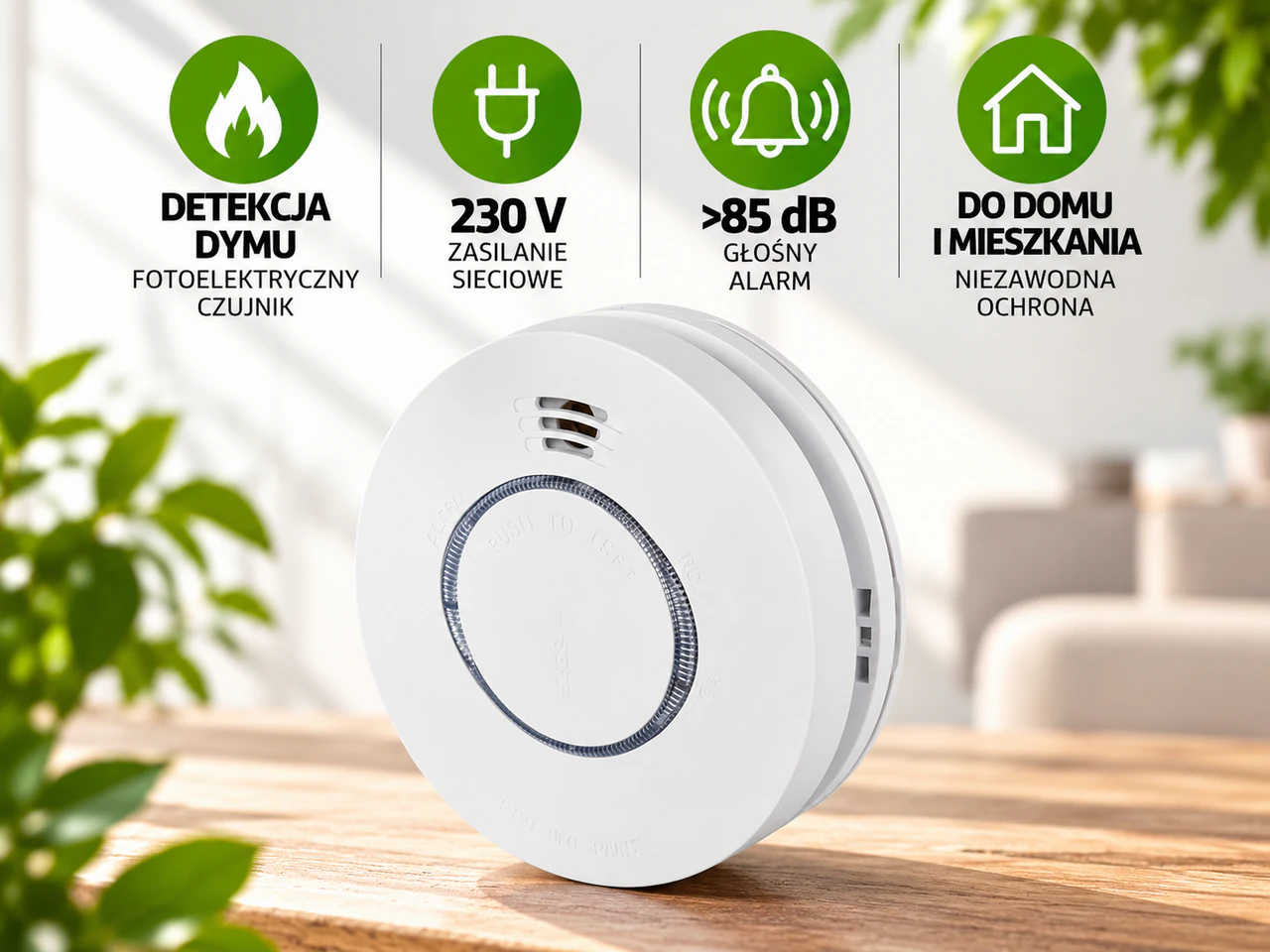 Czujnik dymu EMOS TSS890B-HI 230 V z baterią 9V, przewodowy, 85dB