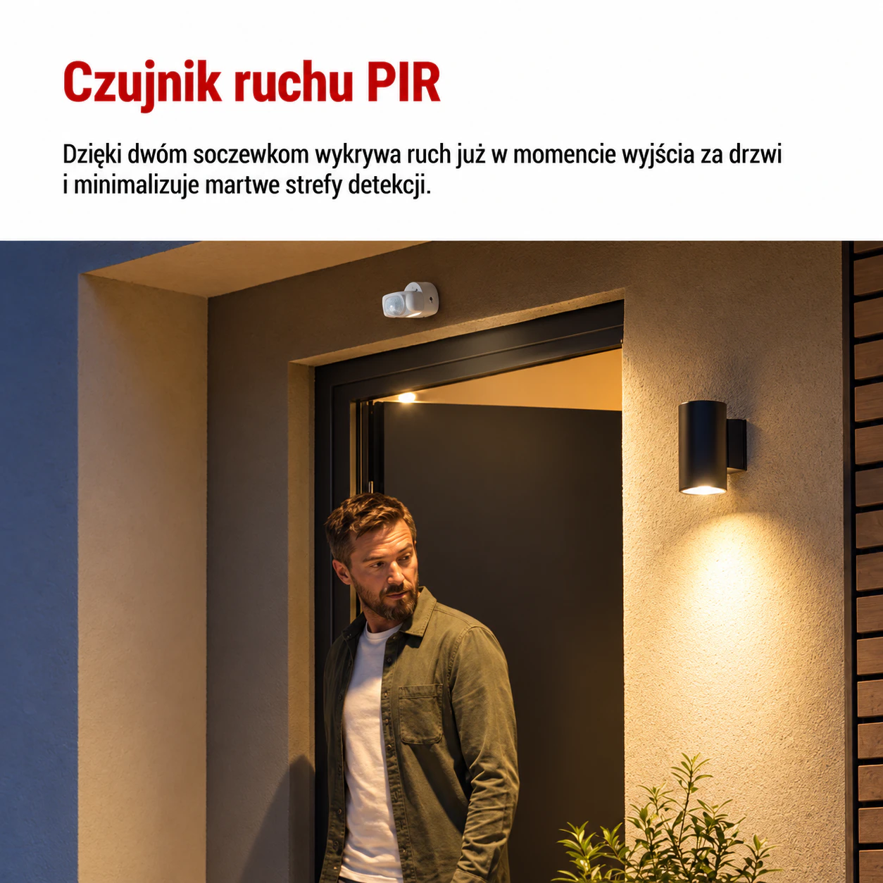 Czujnik ruchu PIR 2000W IP65 czarny