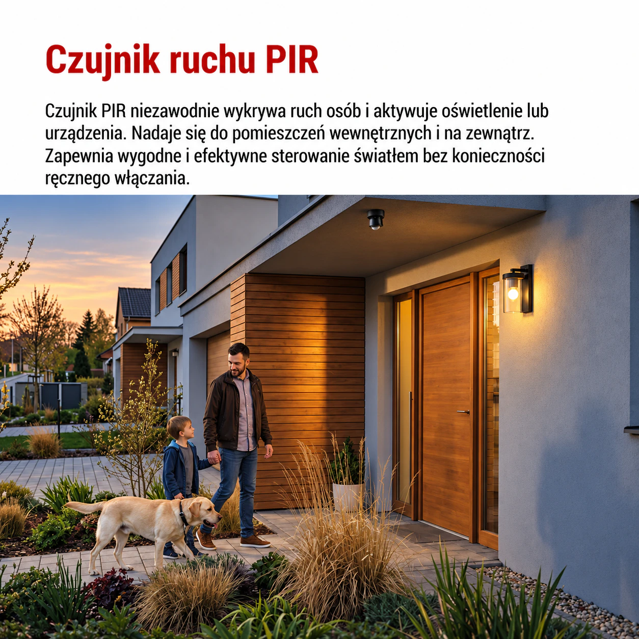 Czujnik ruchu PIR 2000W IP65 czarny