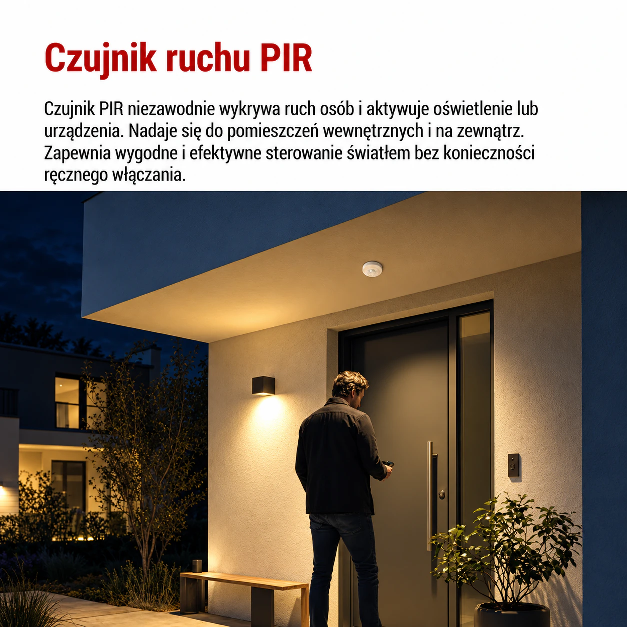 Czujnik ruchu PIR 360° w białej obudowie