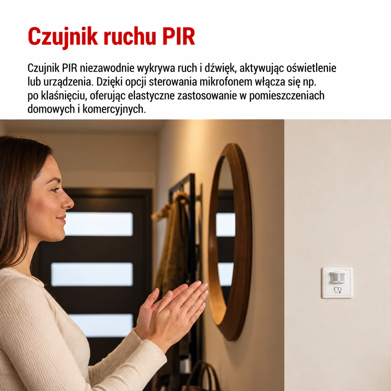 Czujnik ruchu PIR aktywowany klaśnięciem