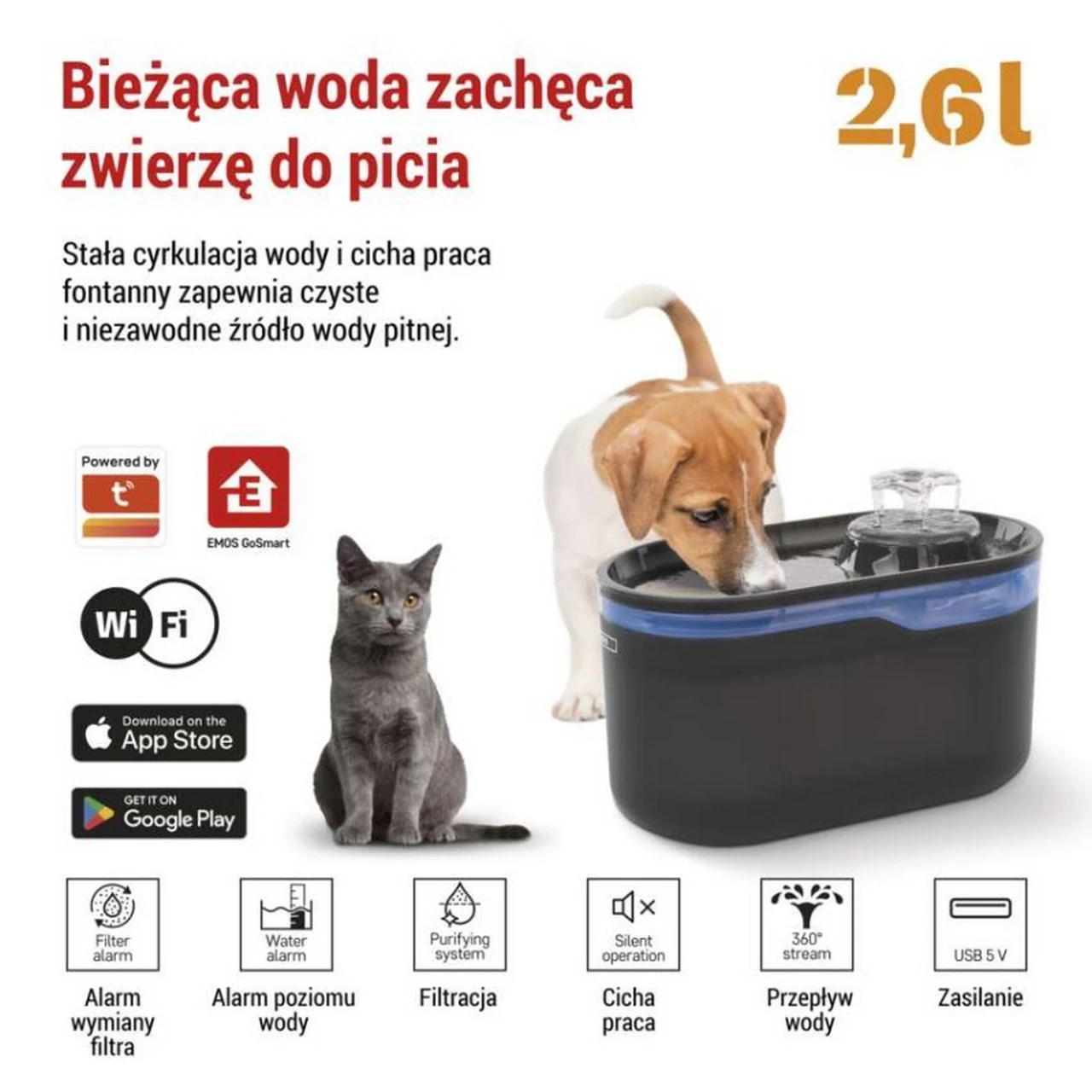 EMOS GoSmart H6102 PET CARE to inteligentne poidło dla kota i psa o pojemności 2,6 l