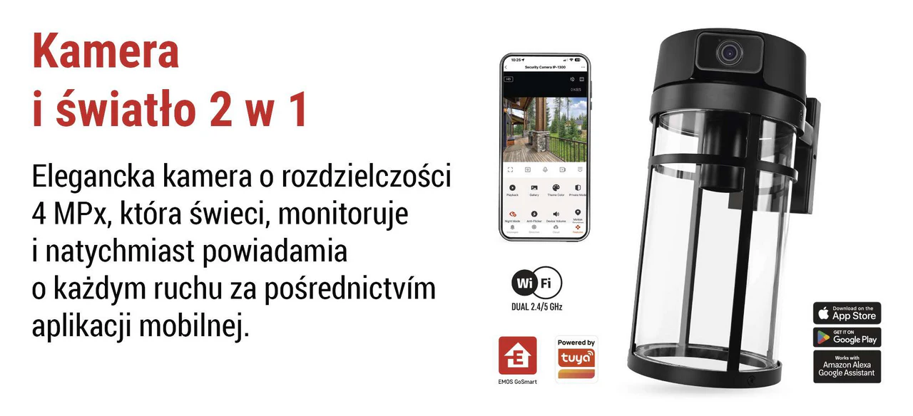 EMOS GoSmart IP-1300 LANTERN to zewnętrzna kamera obrotowa Wi-Fi 4 MP