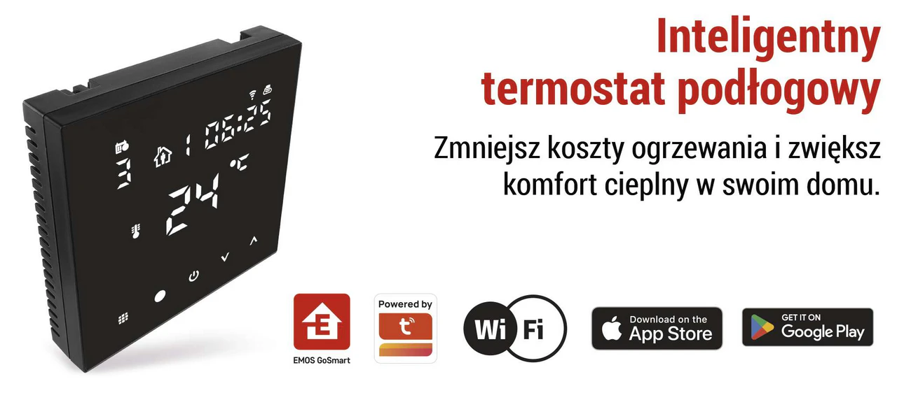 EMOS GoSmart P56201BUF to czarny, przewodowy termostat pokojowy Wi-Fi