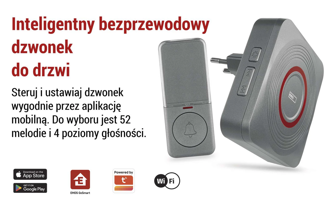 EMOS GoSmart P5735SS to srebrny dzwonek bezprzewodowy do drzwi z obsługą Wi-Fi