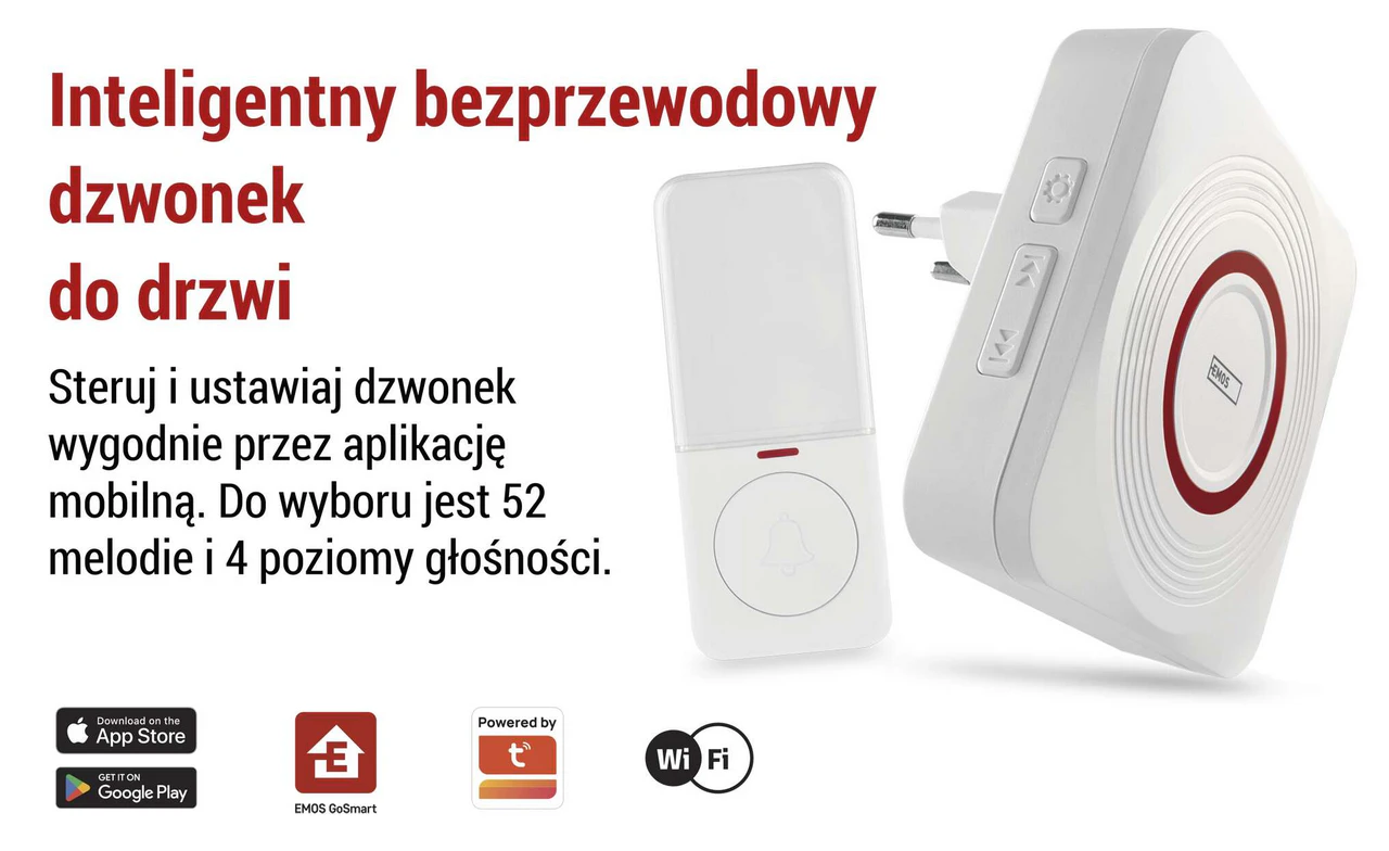 EMOS GoSmart P5735WS to biały dzwonek bezprzewodowy do drzwi z łącznością Wi-Fi