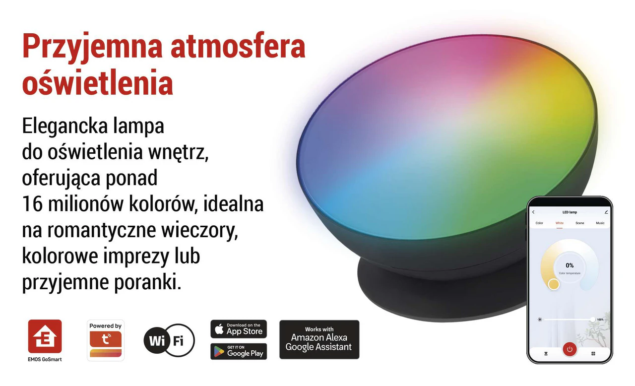 EMOS GoSmart ZCW11BR to czarna lampa LED w kształcie półkuli