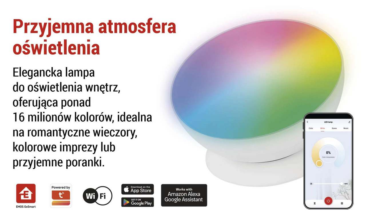 EMOS GoSmart ZCW11WR to biała, dekoracyjna lampa LED w kształcie półkuli
