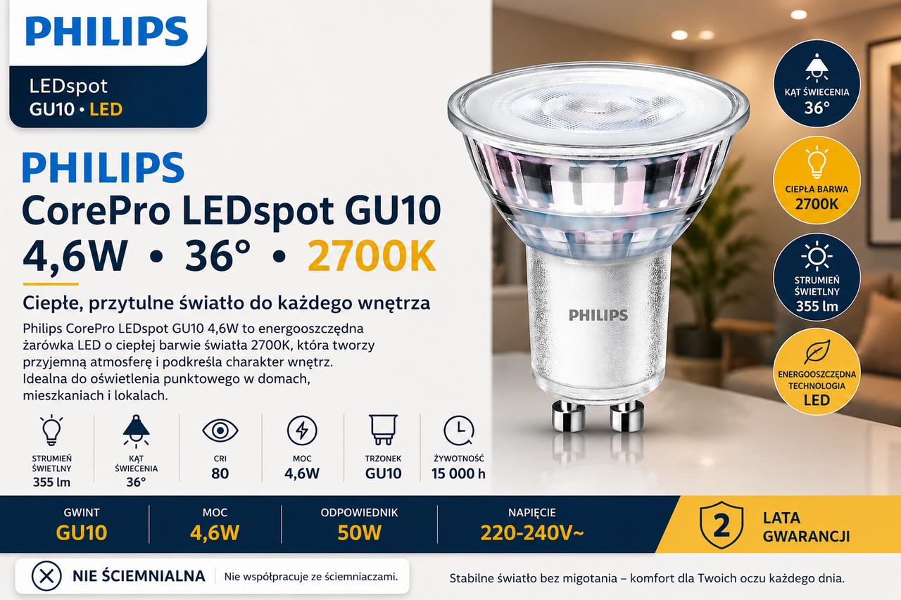 GU10-4,6W-827-36D-PH