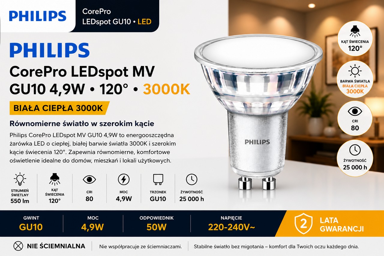 GU10-4,9W-WW-120D-PH