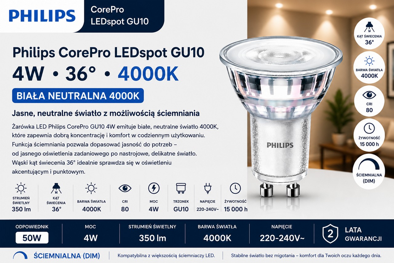  GU10-4W-840-36D-DIM