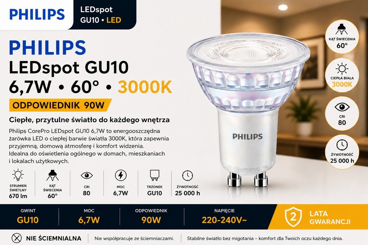 GU10-6.7W-830-60D-PH
