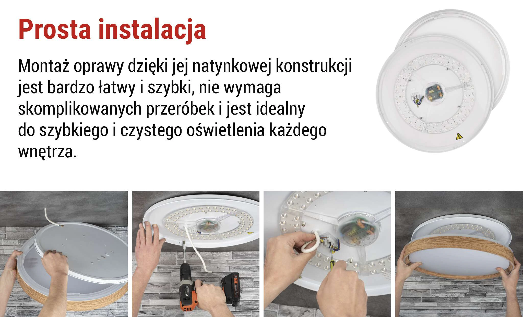 Konstrukcja i montaż natynkowy ∅400mm drewno