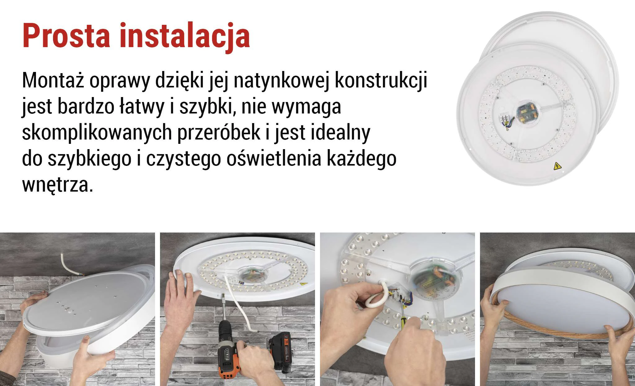 Konstrukcja i montaż natynkowy Oprawa LED EMOS ILVI 30W CCT