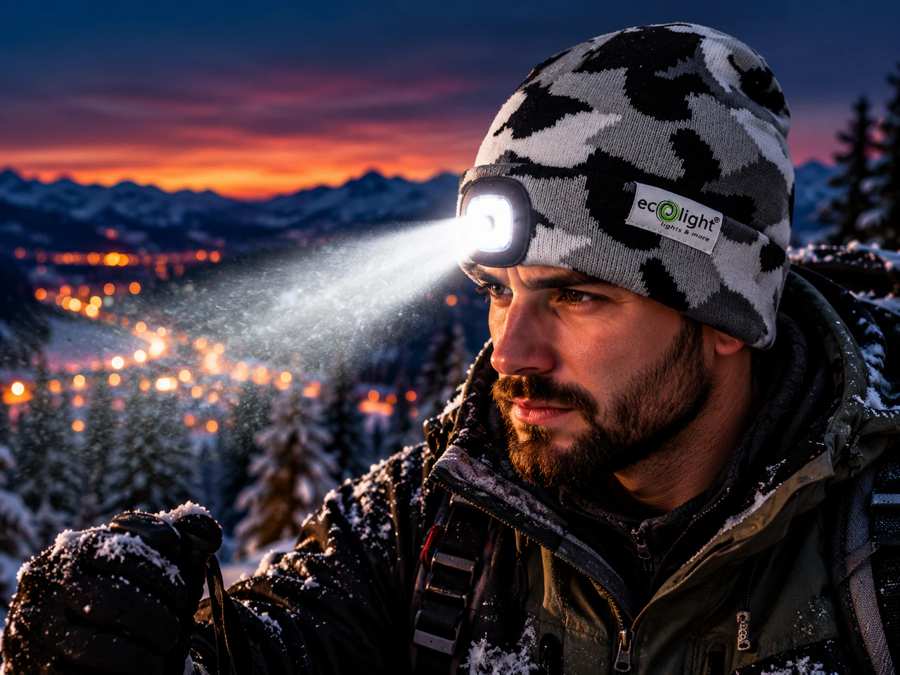 Moduł latarki LED w szarej czapce moro Eco Light