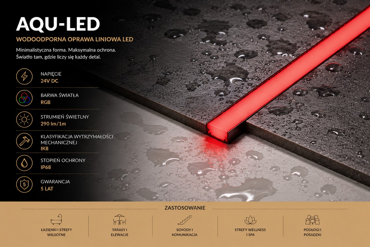 Oprawa liniowa LED RGB AQU zoomLED® IP68 24V czarna