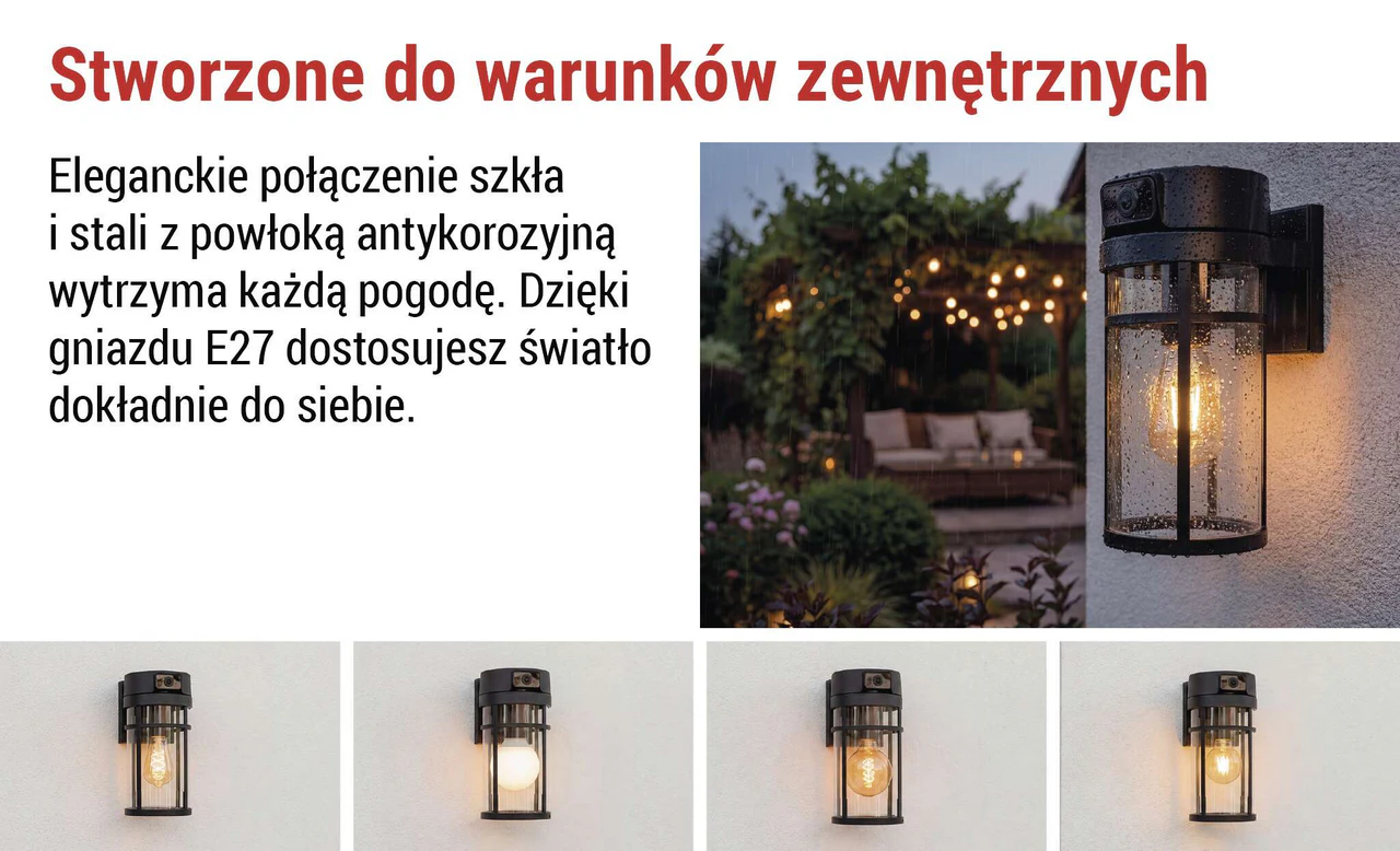 Oprawa zewnętrzna E27 sterowana aplikacją