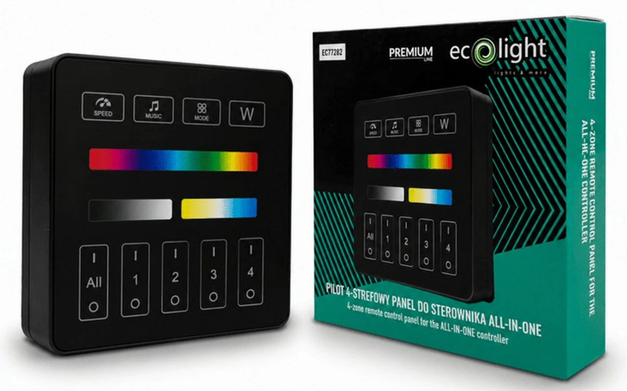 Pilot panelowy LED 4-strefowy All-in-One Tuya MESH IP44 czarny