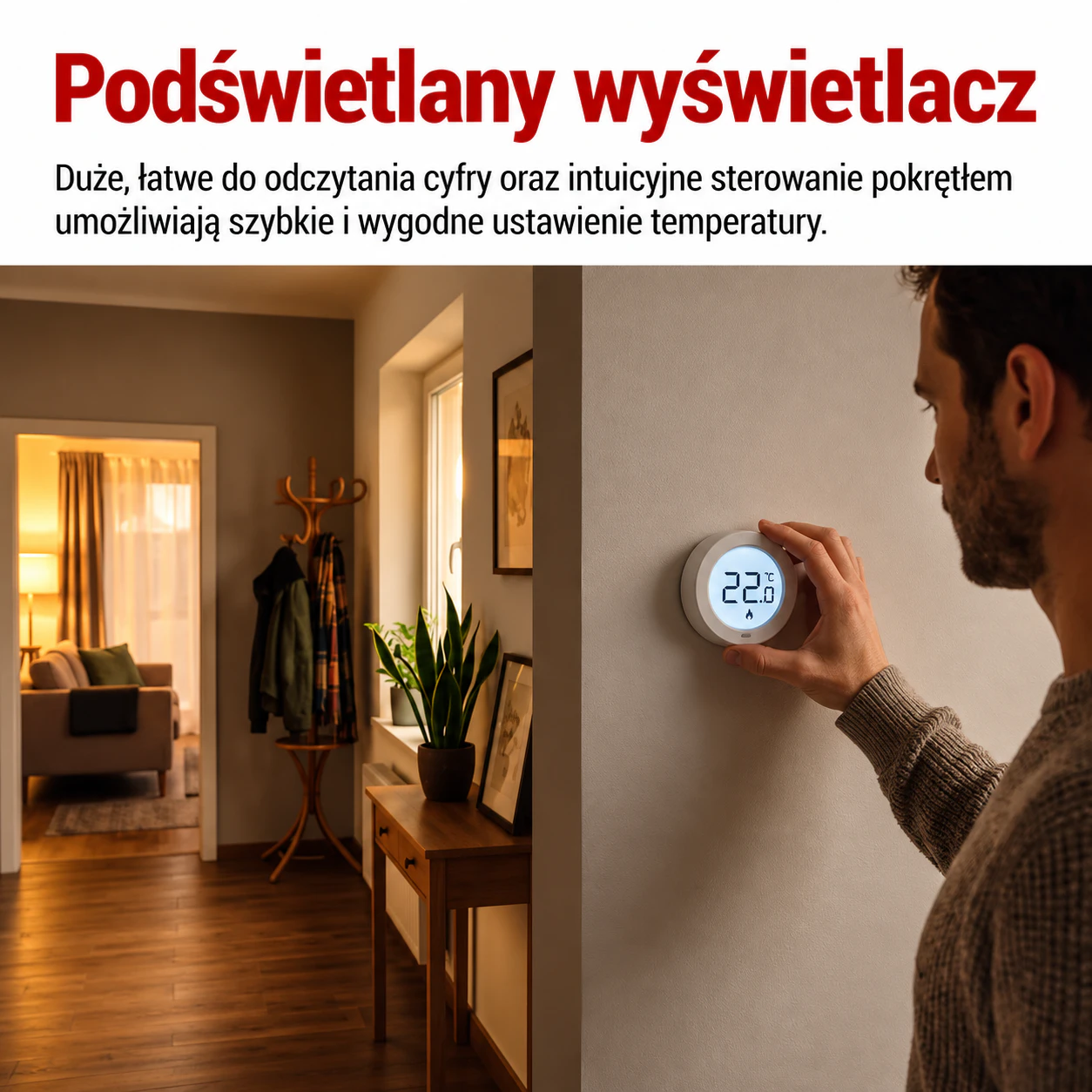 Biały termostat pokojowy przewodowy EMOS P5608