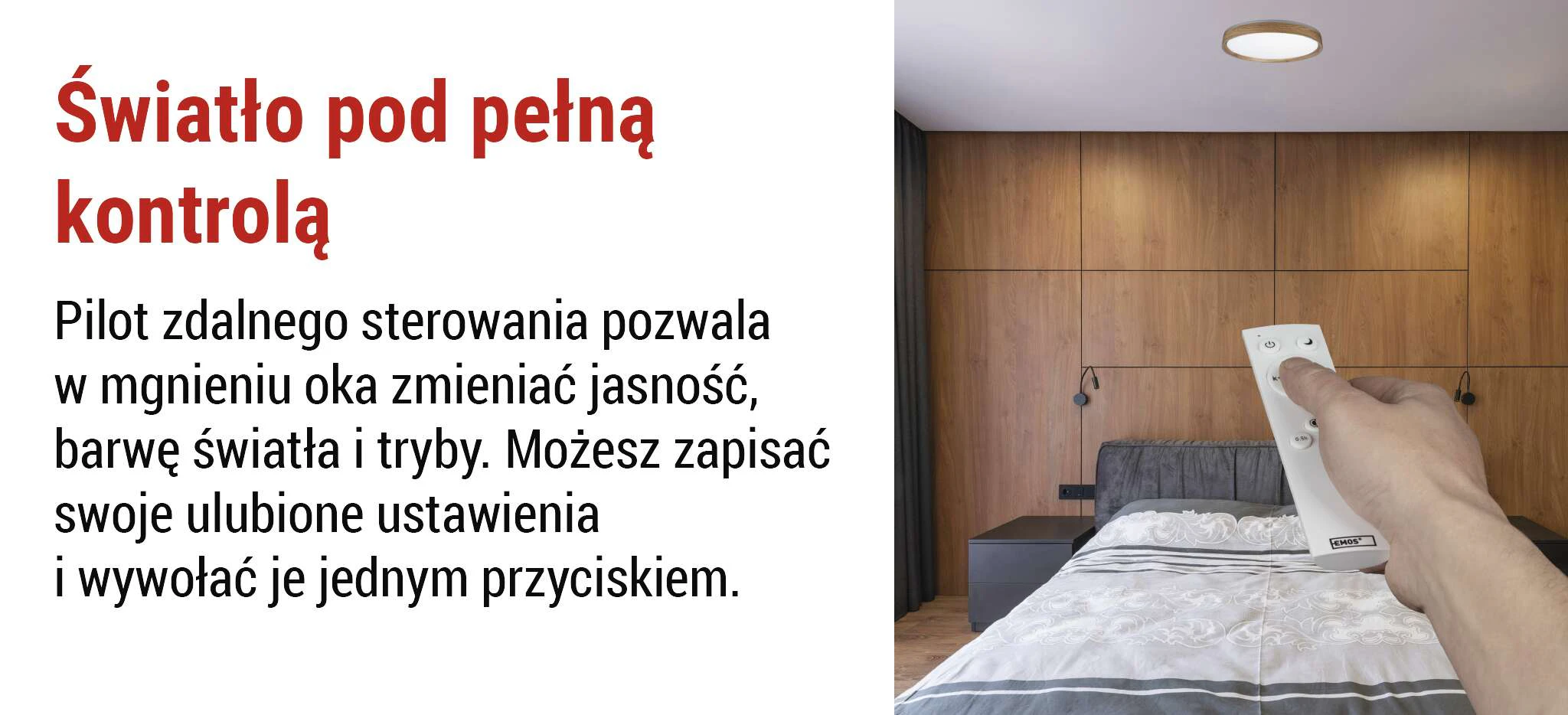 Regulacja CCT i ściemnianie pilotem ∅400mm drewno