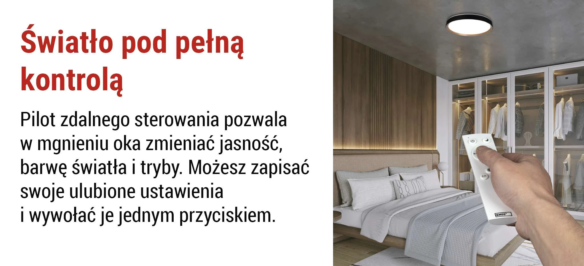 Regulacja barwy światła CCT i ściemnianie pilotem 45W