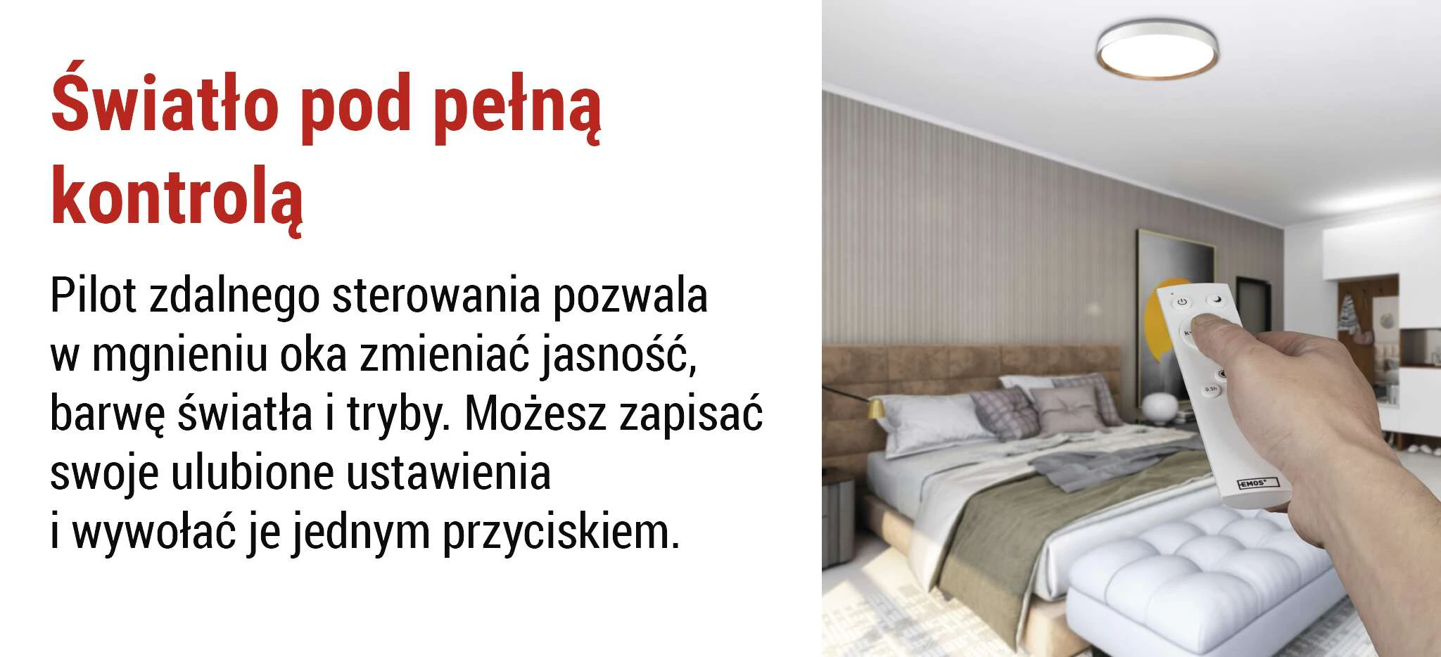 Regulacja jasności i barwy światła za pomocą pilota