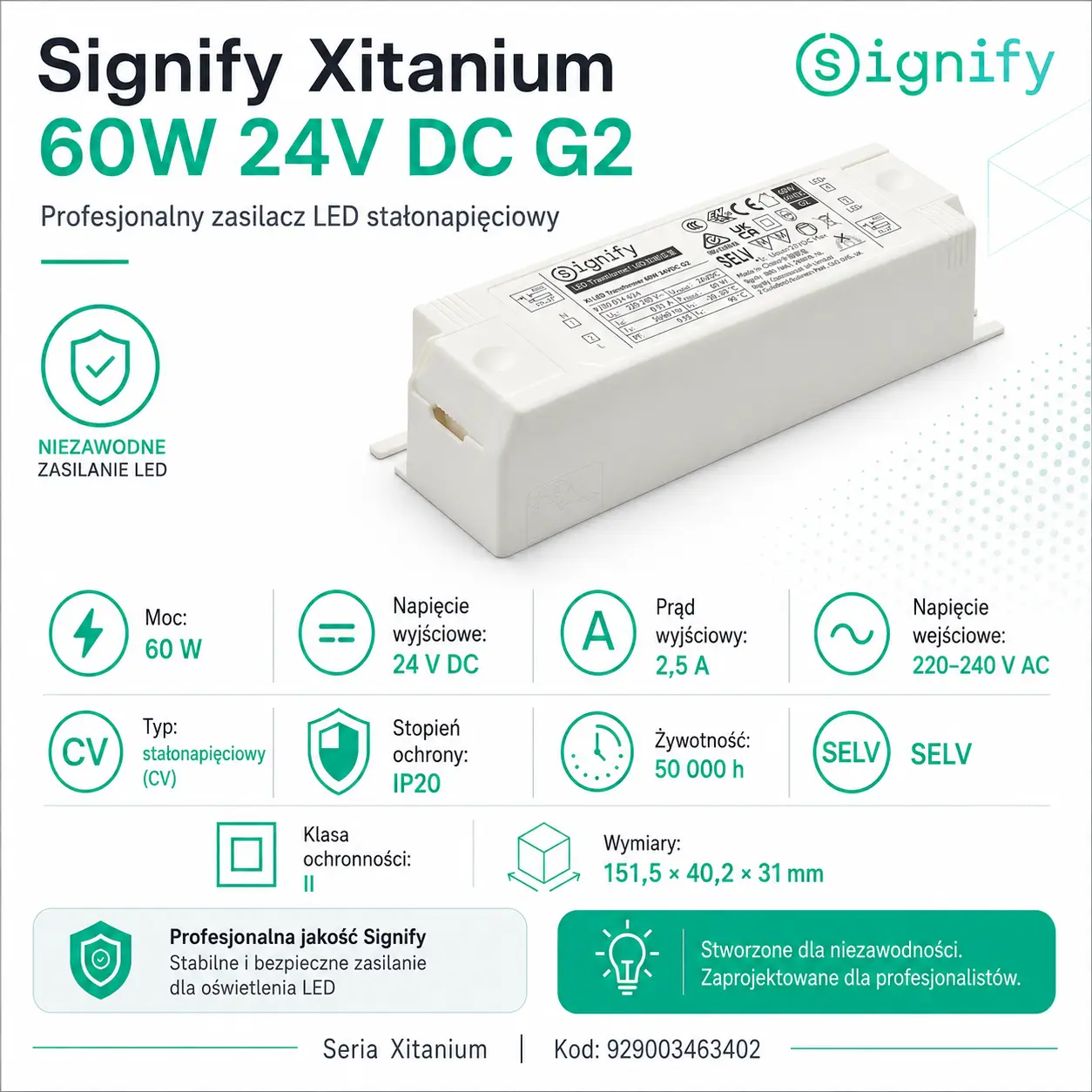 Signify Xi LED Transformer 60W 24VDC G2