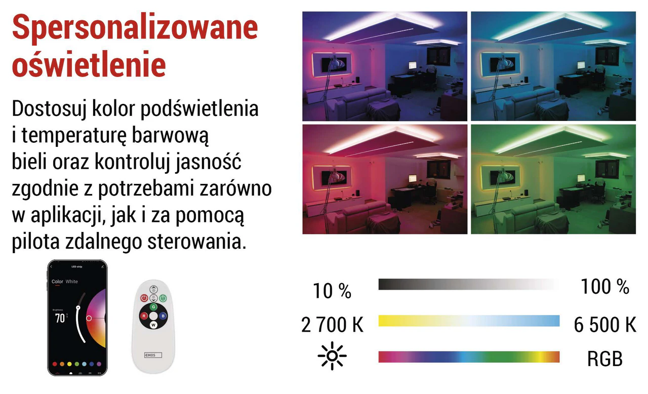 Taśma LED RGB CCT – kolorowe i białe światło