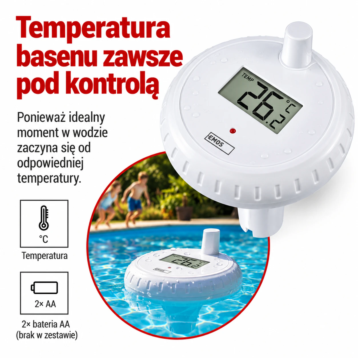 Termometr basenowy bezprzewodowy EMOS E00032 433 MHz IP67
