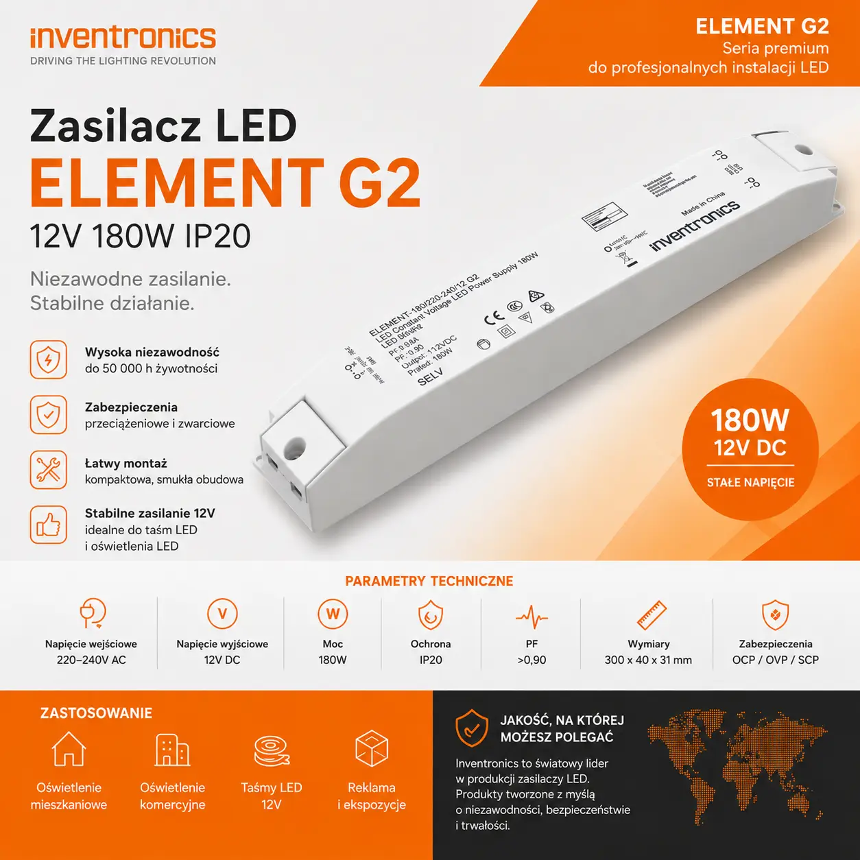 Zasilacz LED Inventronics ELEMENT G2 12V 180W IP20