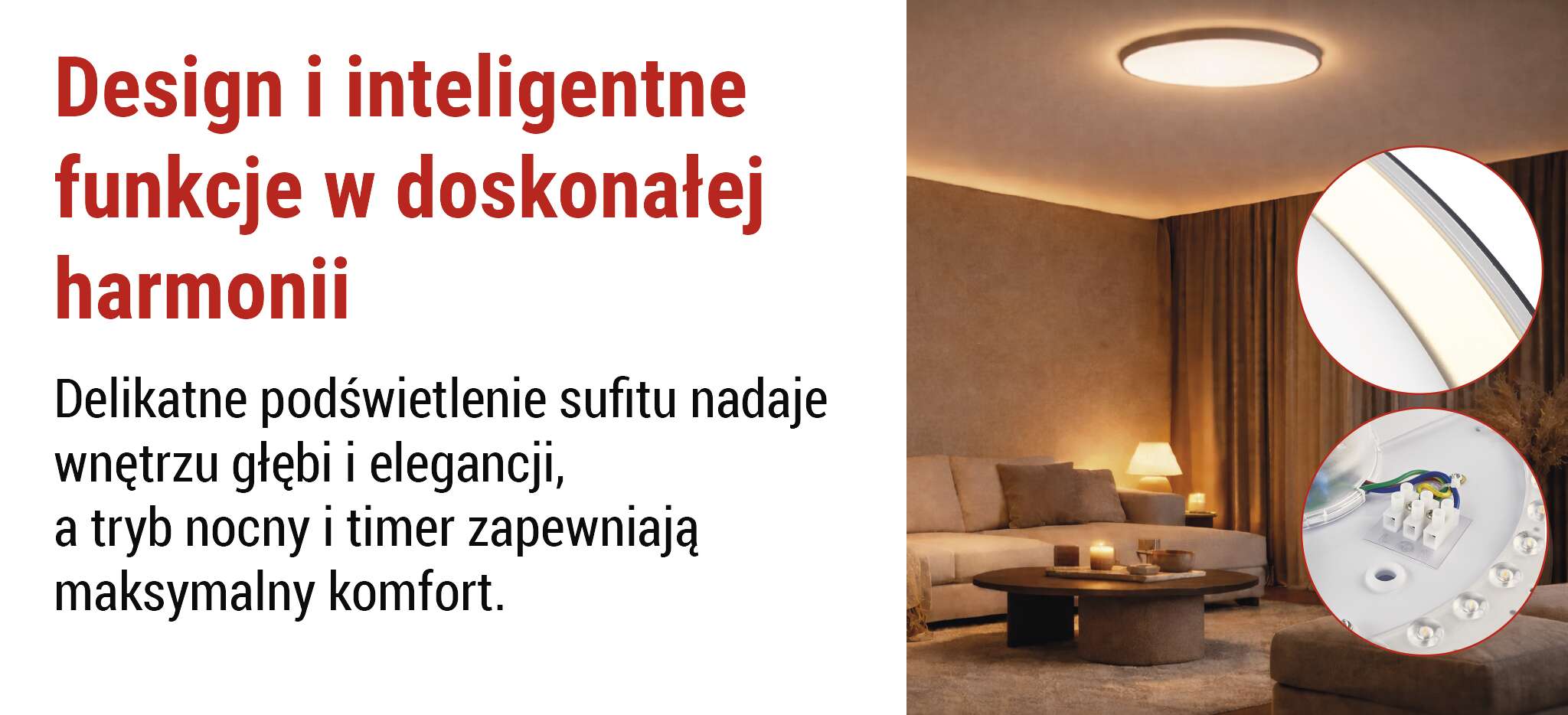 Zastosowanie oprawy LED ILVI 45W ∅500mm czarna szampan