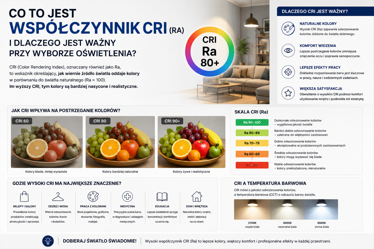 Co to jest współczynnik CRI w oświetleniu ?