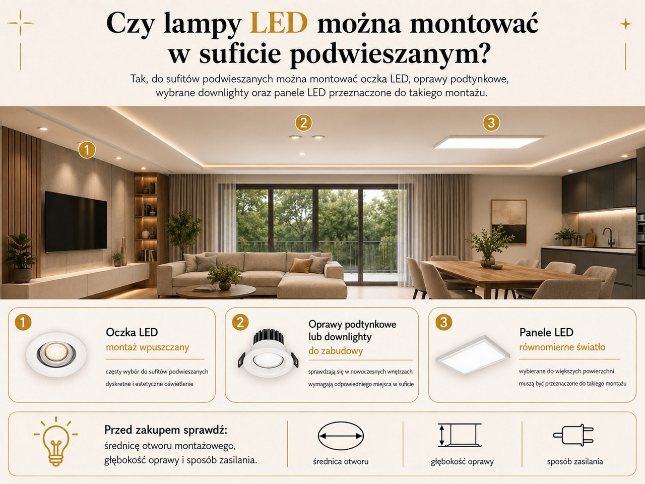 Czy lampy LED można montować w suficie podwieszanym?