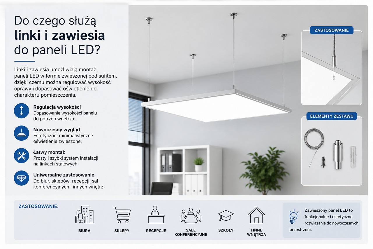 Jak zawiesić panel LED na linkach?