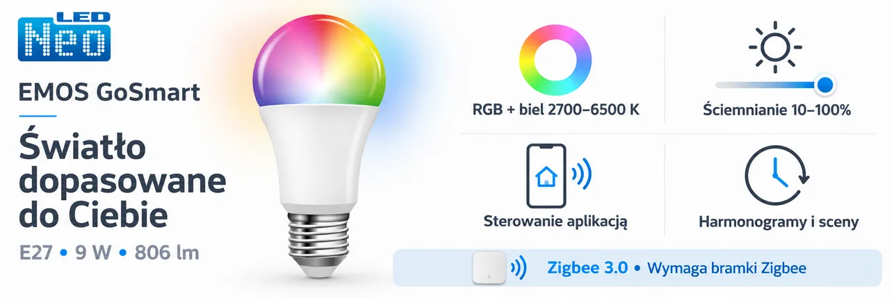 Żarówka Emos GoSmart 9W RGB ściemnialna