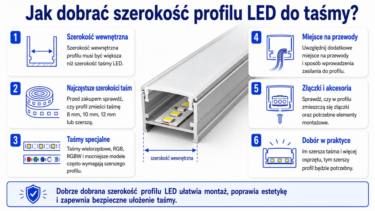 Jak dobrać szerokość profilu LED do taśmy?