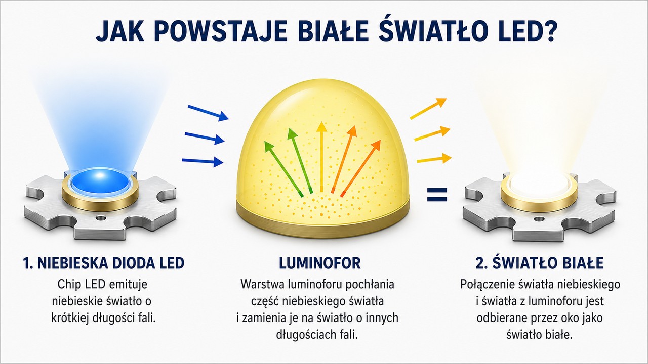Jak powstaje białe światło diody LED ?
