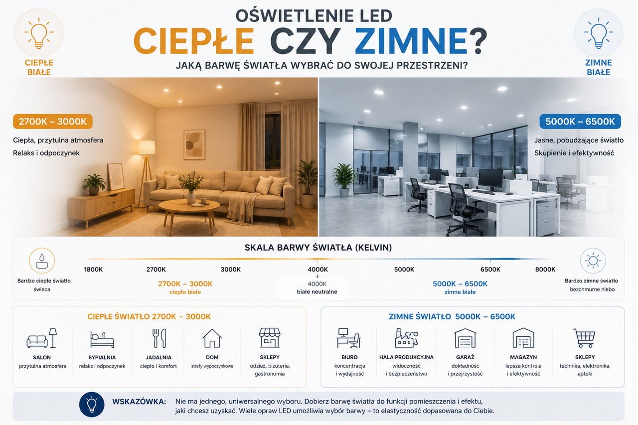 Jaką barwę światła wybrać białą ciepłą czy białą zimną ? 