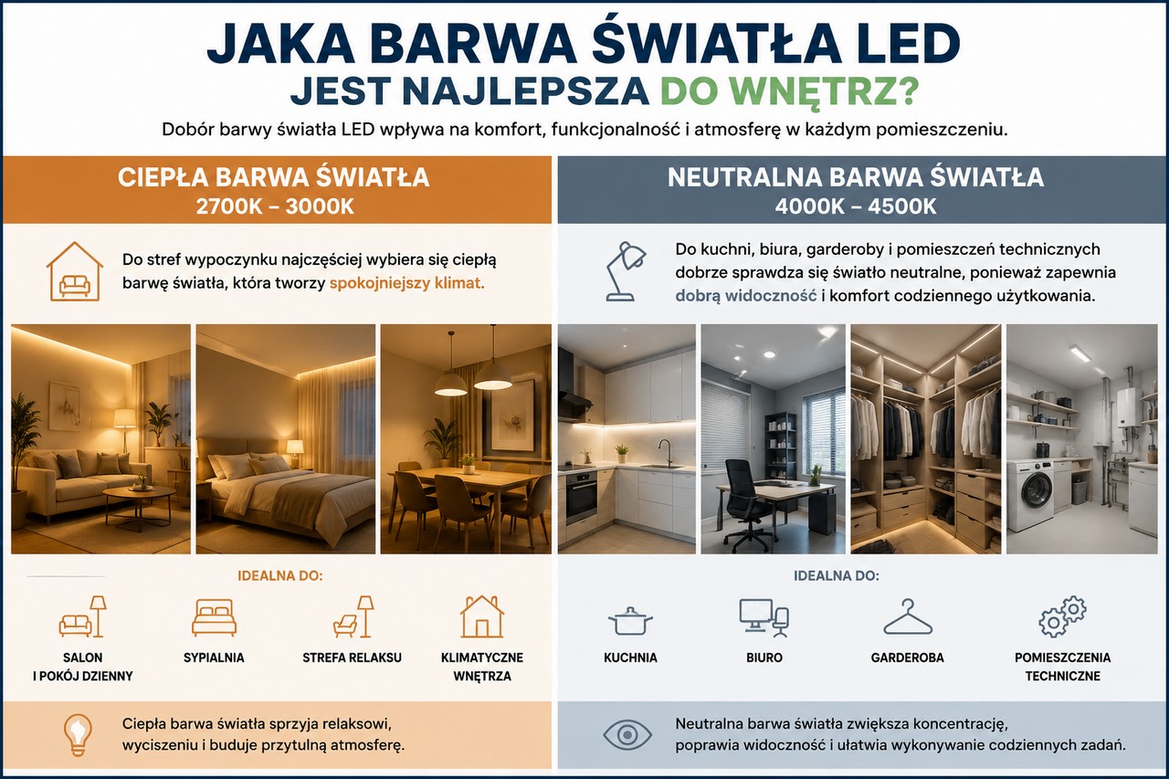 Jaką barwę światła wybrać do wnętrza? 