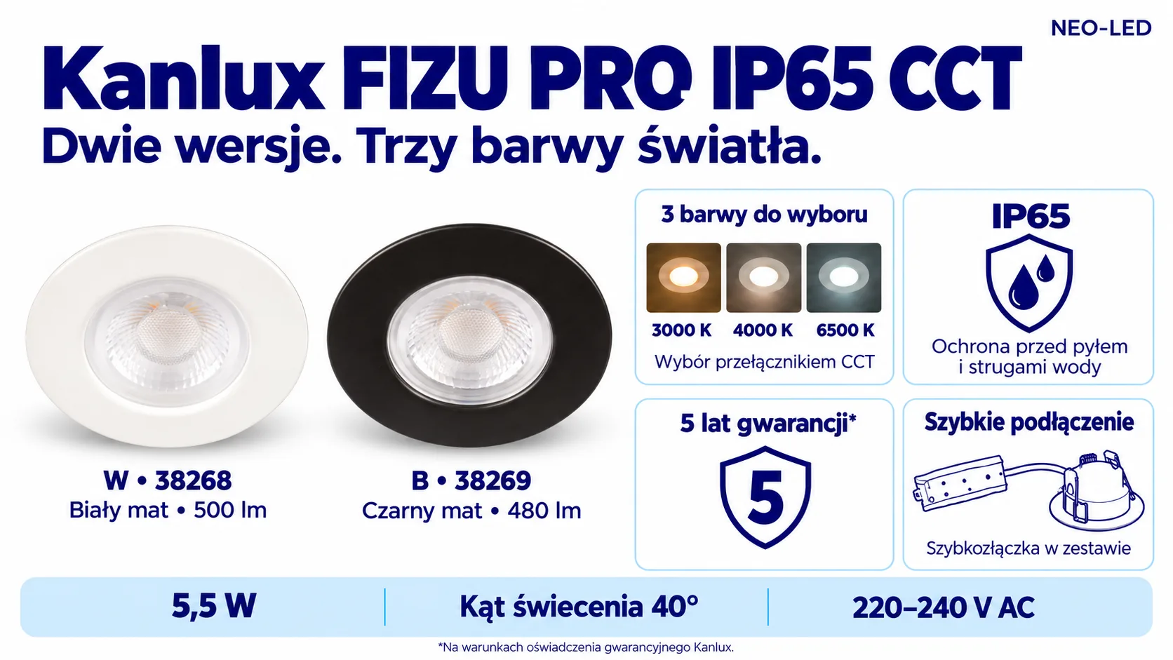 Oprawa LED FIZU PRO IP65 CCT Kanlux