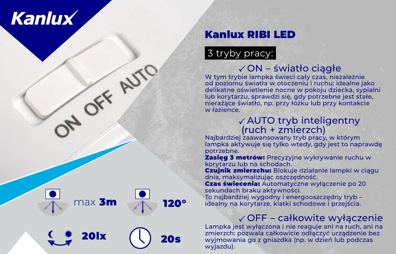 Kanlux RIBI LED 3 tryby pracy