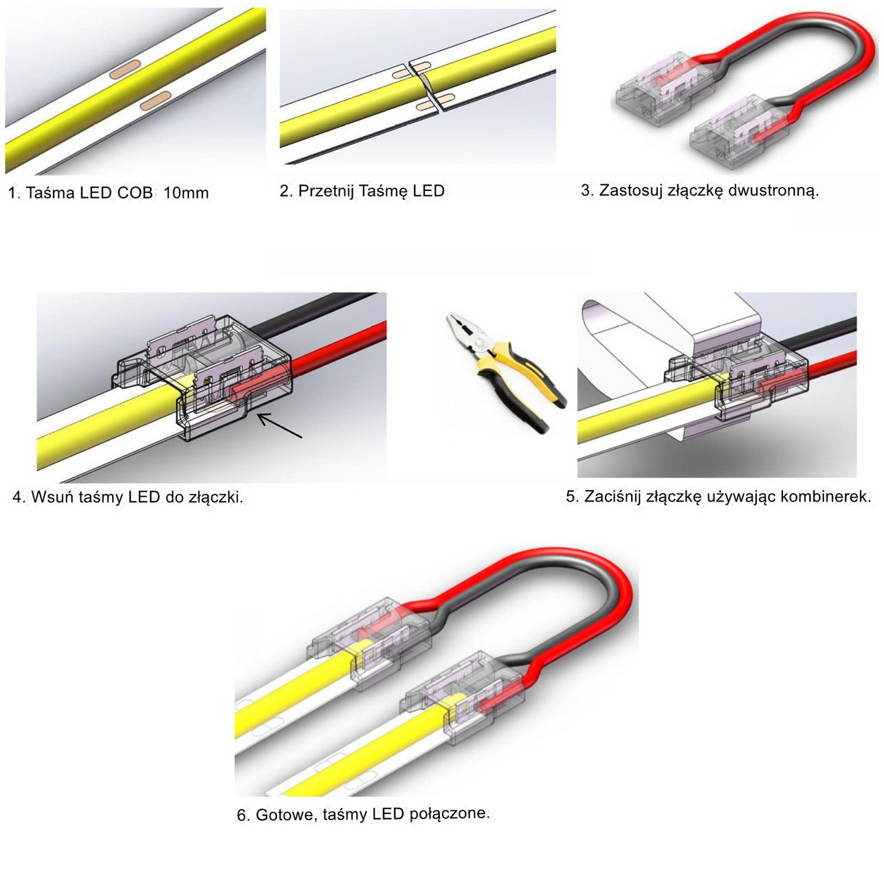 Jak połączyć dwie taśmy LED RGB COB za pomocą złączki