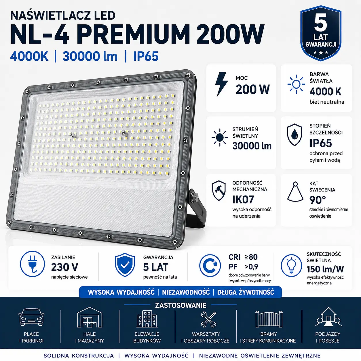 Naświetlacz LED 200W NL-4 4000K