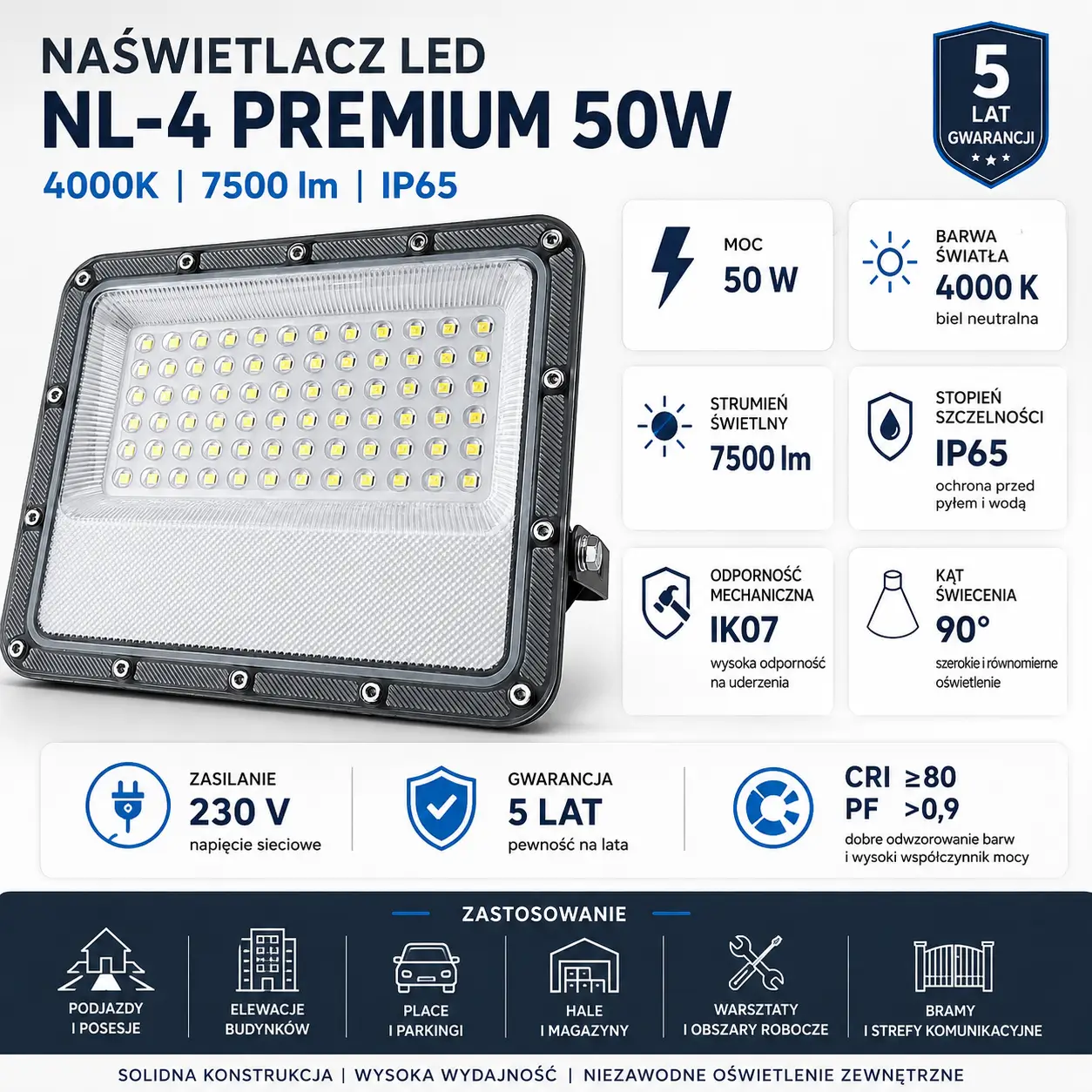 Naświetlacz LED NL-4 50W 4000K