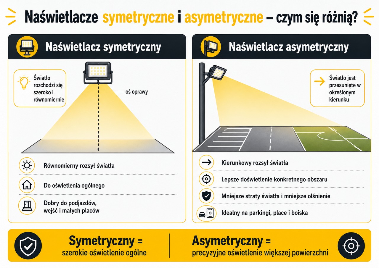 Naświetlacze symetryczne i asymetryczne – czym się różnią?