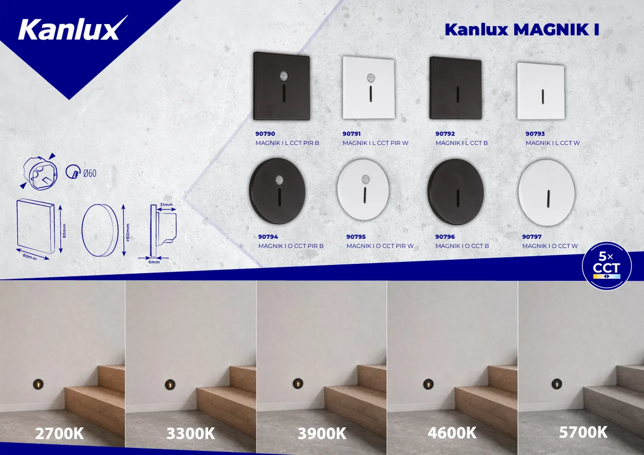 MAGNIK Knalux 5×CCT – wybierz jedną z pięciu barw światła