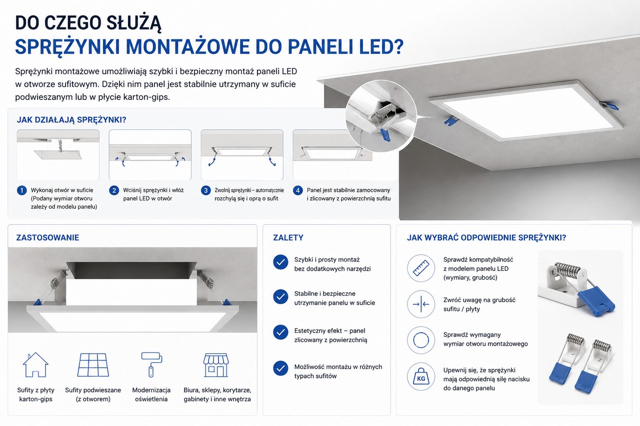Jak montować panel LED na sprężynkach ?