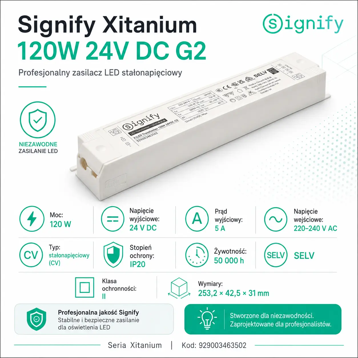 Signify Xi LED Transformer 120W 24VDC G2